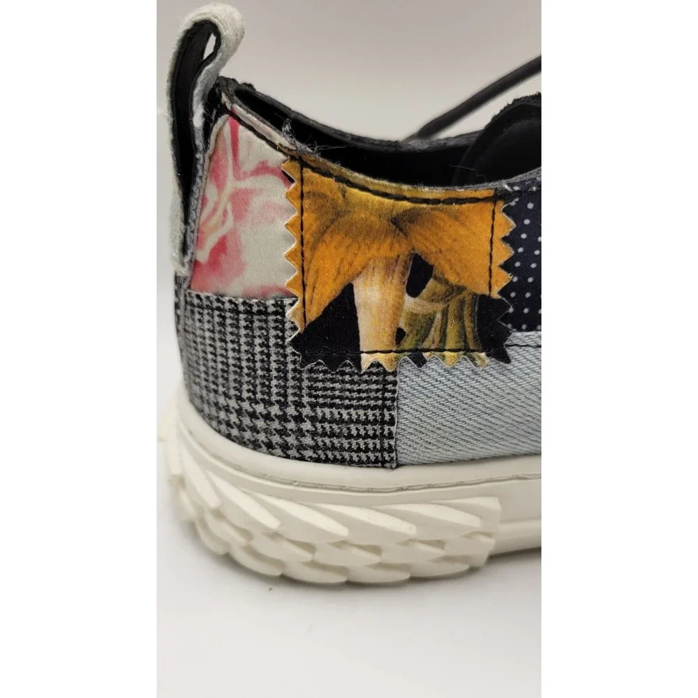 Multicolored Patchwork Trim Giuseppe Zanotti Blabber Lace Up Sneaker Size 37